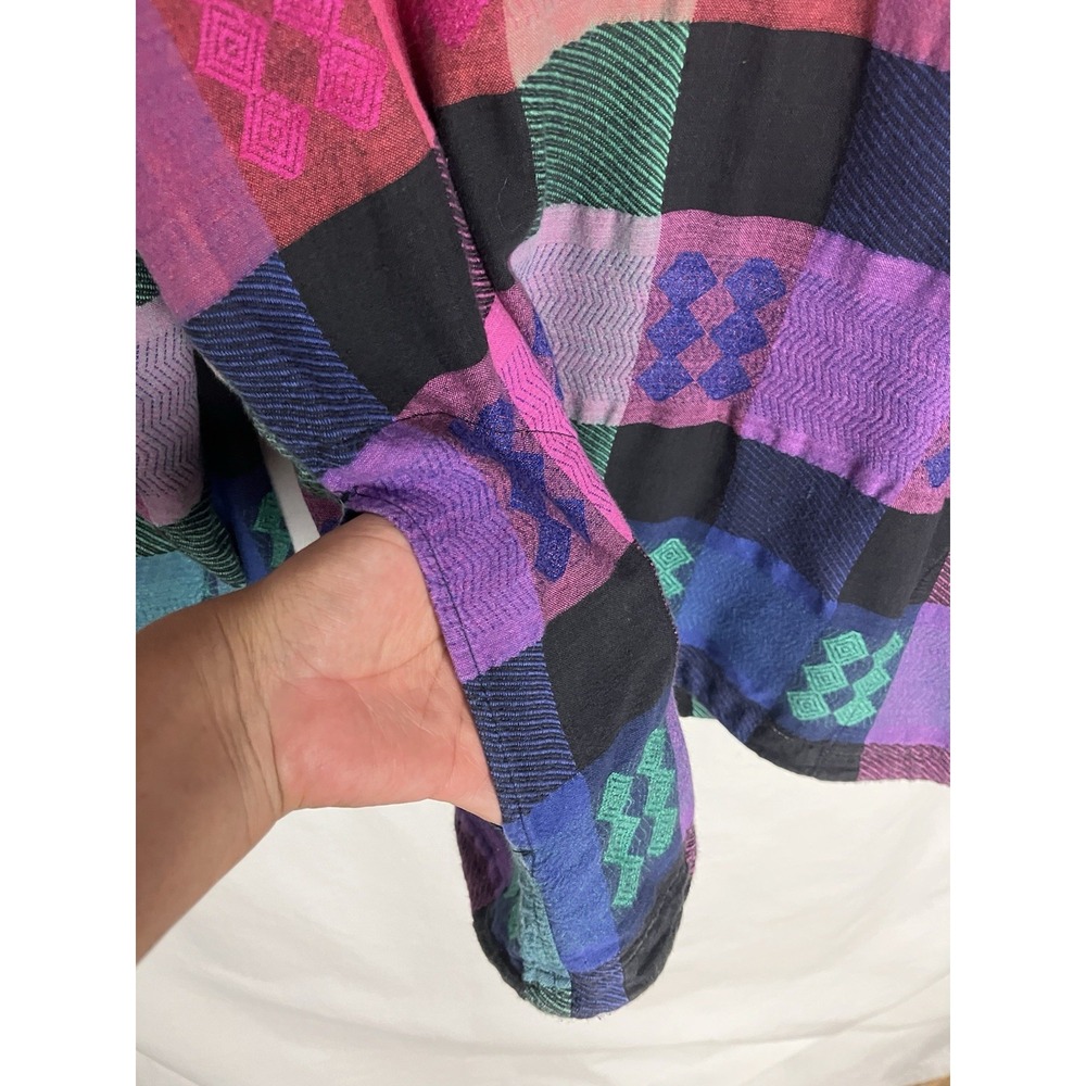 Vintage 90s Angelique Imports Patchwork Hoodie Pullover 100% Cotton Free Size - Picture 9 of 9